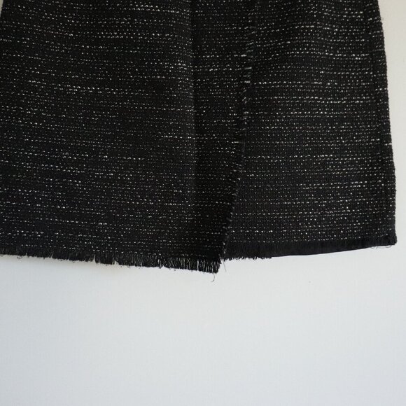 Mango Size 6 Black Speckled Lined Open Front Made in Morocco Mini Fringe Skirt - Picture 7 of 10